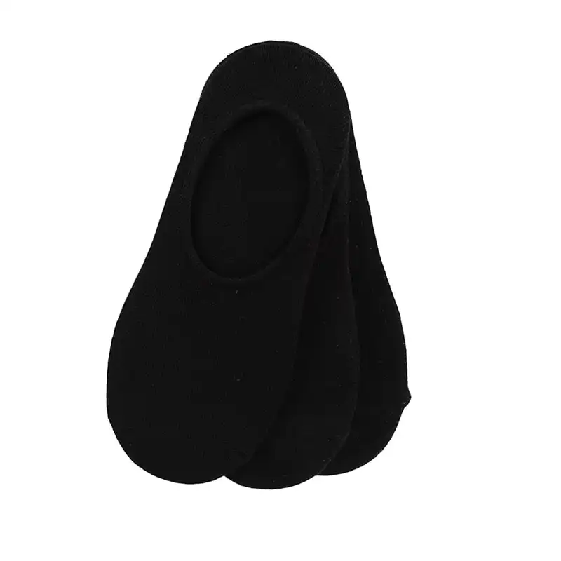 3Pk Mens Non Terry No Show Liner Black