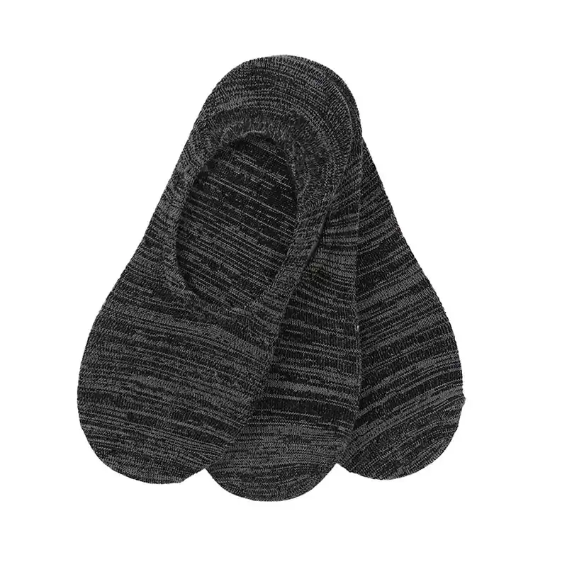 3Pk Mens 1/2 Terry Super No Show Black / Grey