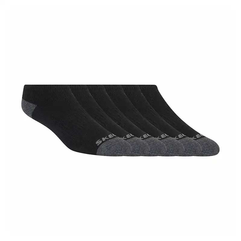6Pk Womens Full Terry No Show Black