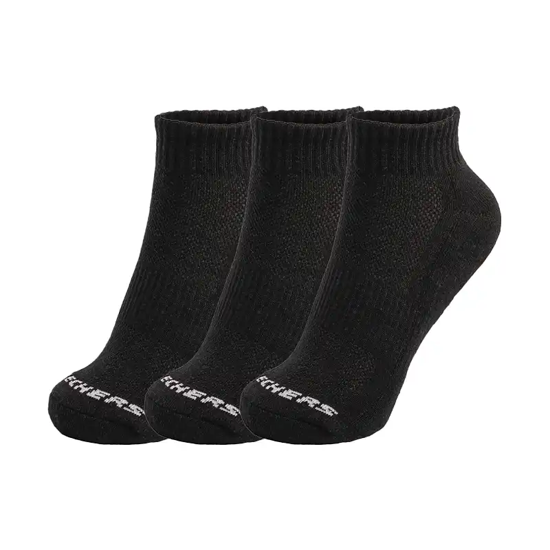 3Pk Unisex 1/2 Terry Qtr Crew Black