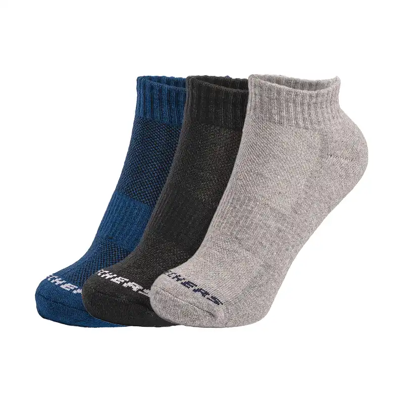 3Pk Unisex 1/2 Terry Qtr Crew Black / Multi