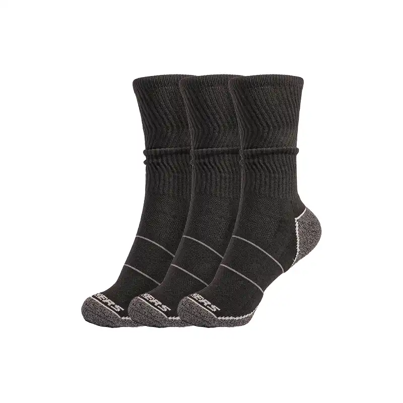 3Pk Mens Extended Terry Work Crew Black