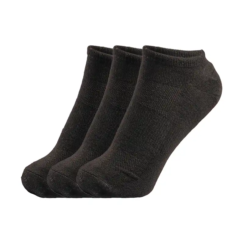 3Pk Mens Non Terry Super No Show Black