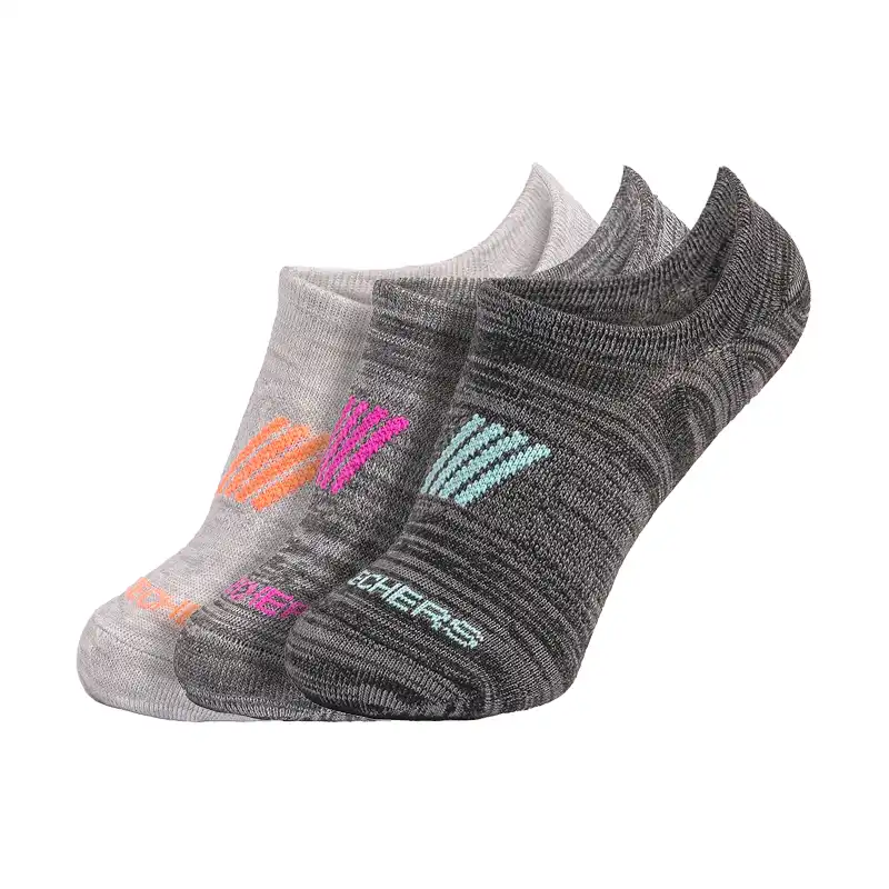 3Pk Women Non Terry No Show Grey / Multi