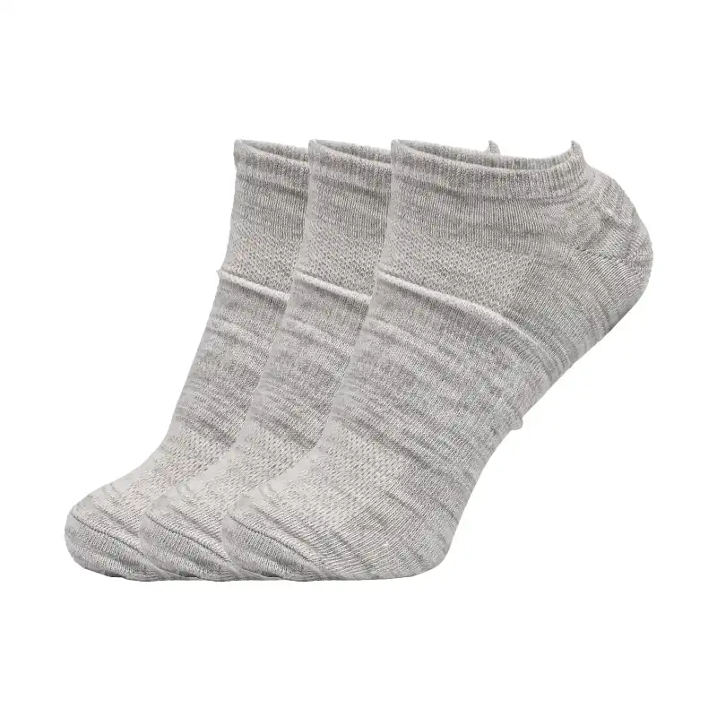3Pk Mens Non Terry Super No Show Grey / Multi