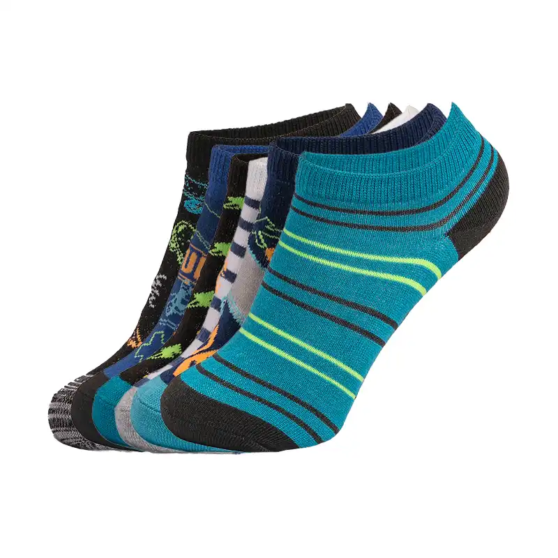 6Pk Boys Non Terry Low Cut Blue Combo