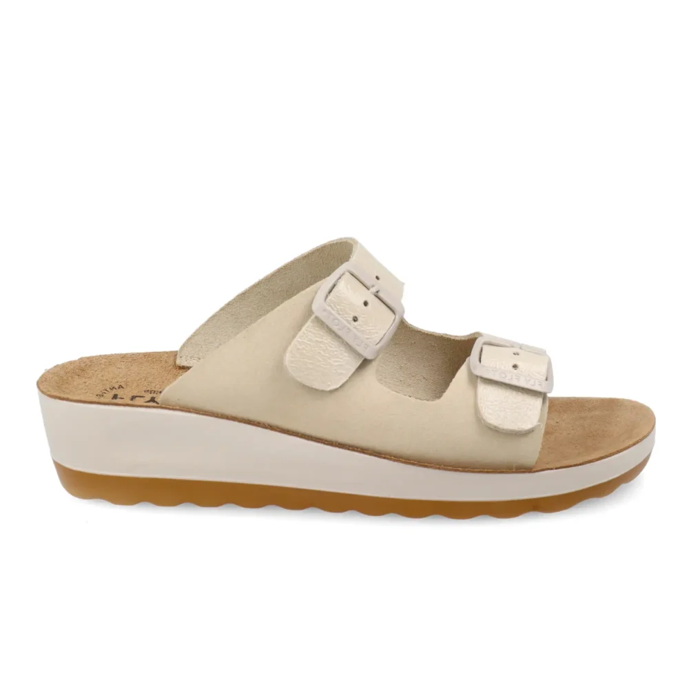 Leather Woman Slipper Ivory – Image 1