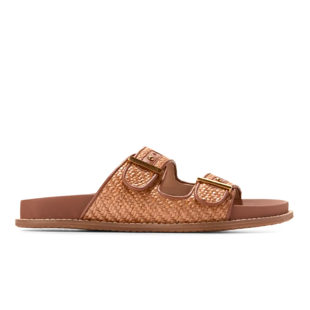 Marisol Footbed Sandals Tan Raffia Ch Dk Cuoio Ltr – Image 1