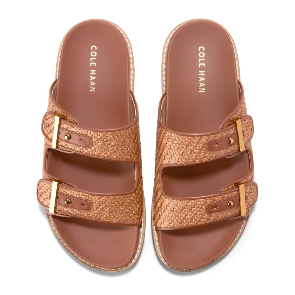 Marisol Footbed Sandals Tan Raffia Ch Dk Cuoio Ltr – Image 4