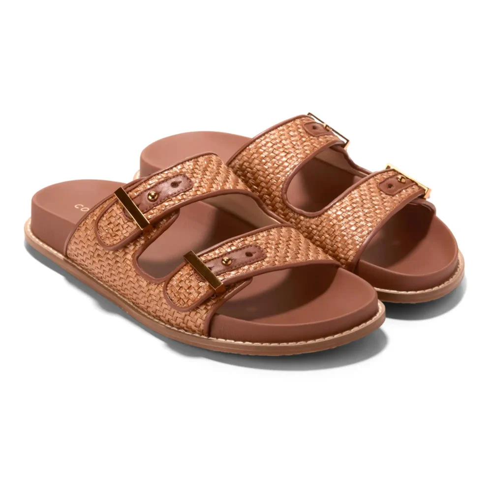 Marisol Footbed Sandals Tan Raffia Ch Dk Cuoio Ltr – Image 5