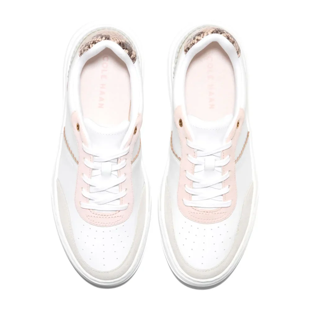 Grandpro Carissa Sneakers White Silver Birch Suede Soft Gold Cameo Rose Snake Print – Image 4