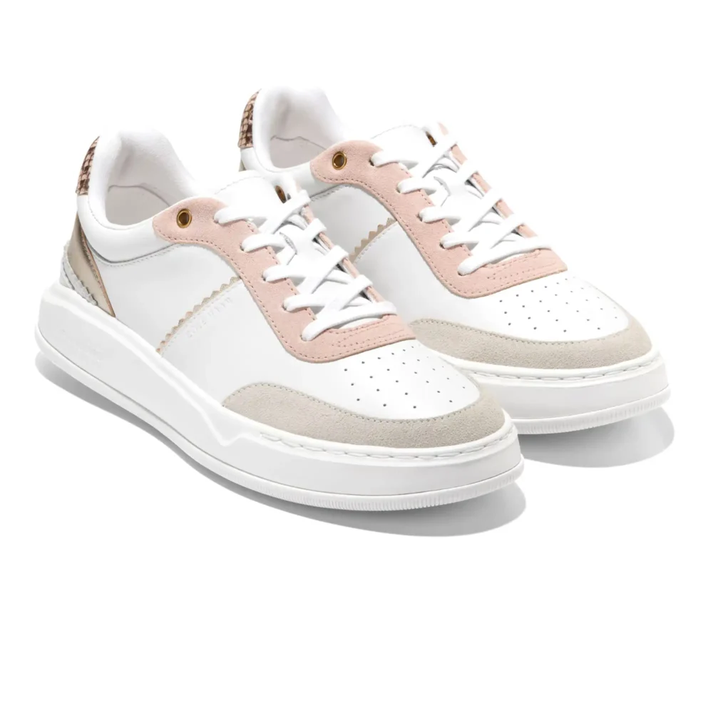 Grandpro Carissa Sneakers White Silver Birch Suede Soft Gold Cameo Rose Snake Print – Image 5