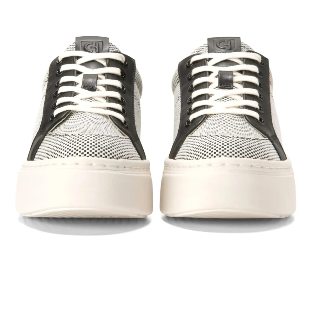 Grandpro Max Platform Sneaker Ivory Canvas Black Leather – Image 2