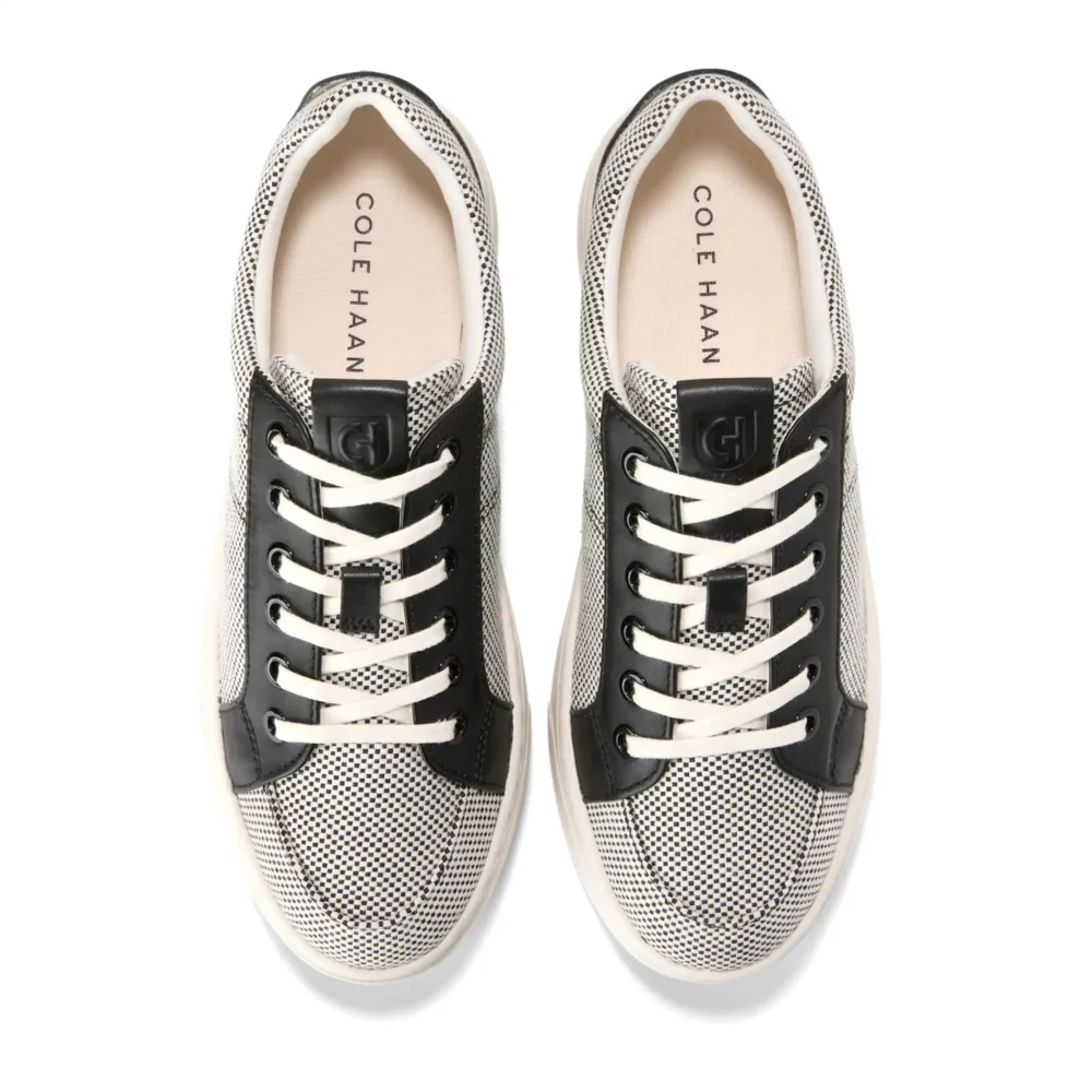 Grandpro Max Platform Sneaker Ivory Canvas Black Leather – Image 4