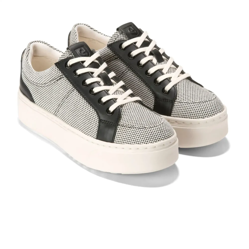 Grandpro Max Platform Sneaker Ivory Canvas Black Leather – Image 5