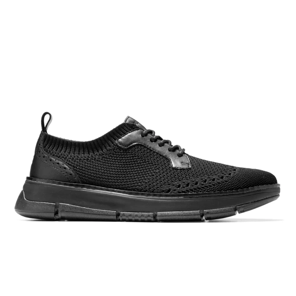 Zerogrand Revel Stitchlite Oxfords Black Knit Leather Black – Image 1