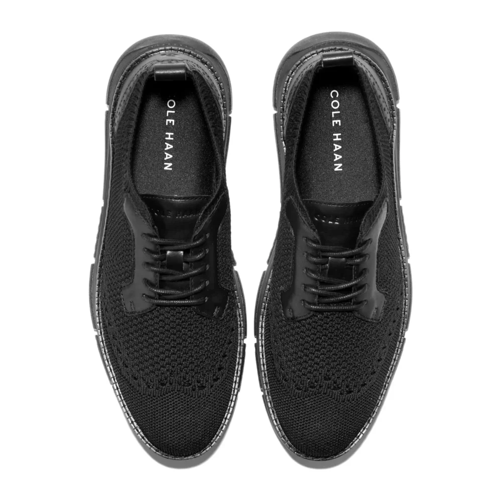 Zerogrand Revel Stitchlite Oxfords Black Knit Leather Black – Image 4