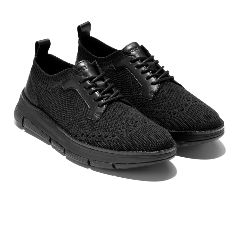 Zerogrand Revel Stitchlite Oxfords Black Knit Leather Black – Image 5