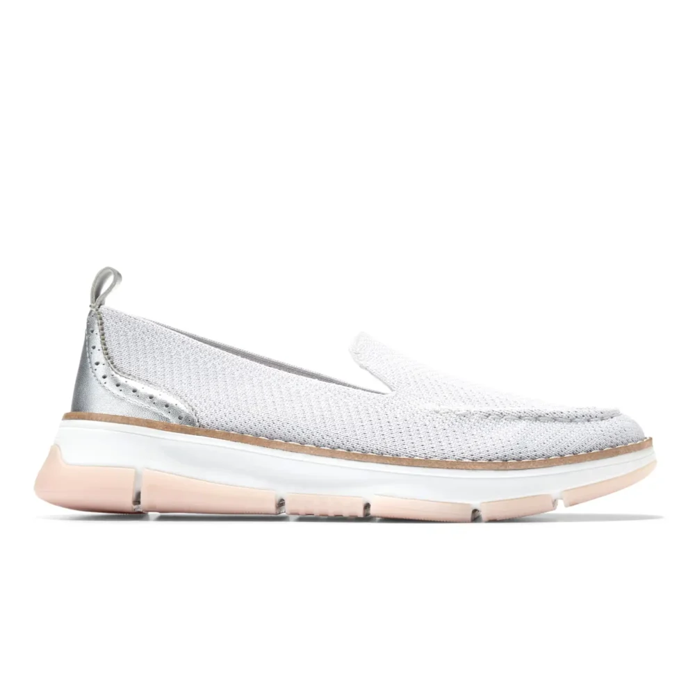 Zerogrand Revel Stitchlite Venetians Microchip Knit Silver Metallic White – Image 1