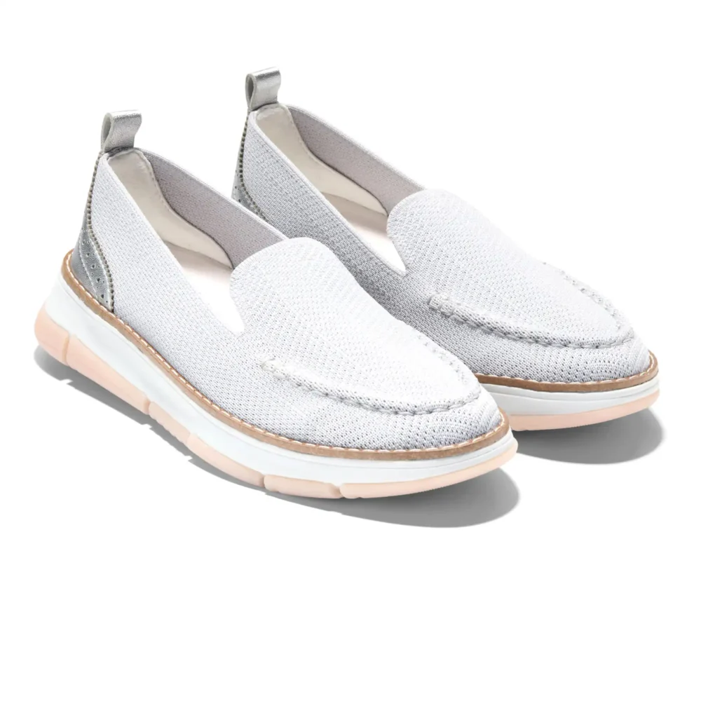 Zerogrand Revel Stitchlite Venetians Microchip Knit Silver Metallic White – Image 5
