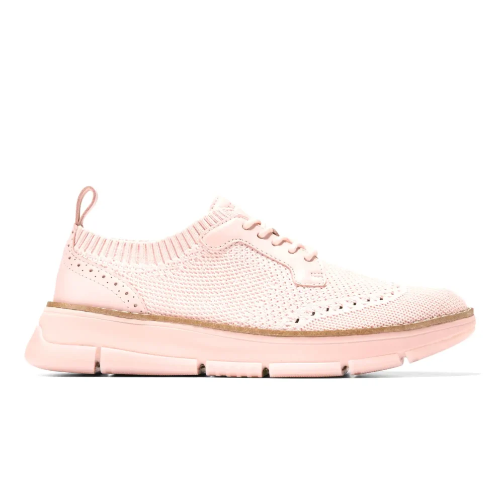 Zerogrand Revel Stitchlite Oxfords Cameo Rose And Ivory Knit Leather Cameo Rose – Image 1